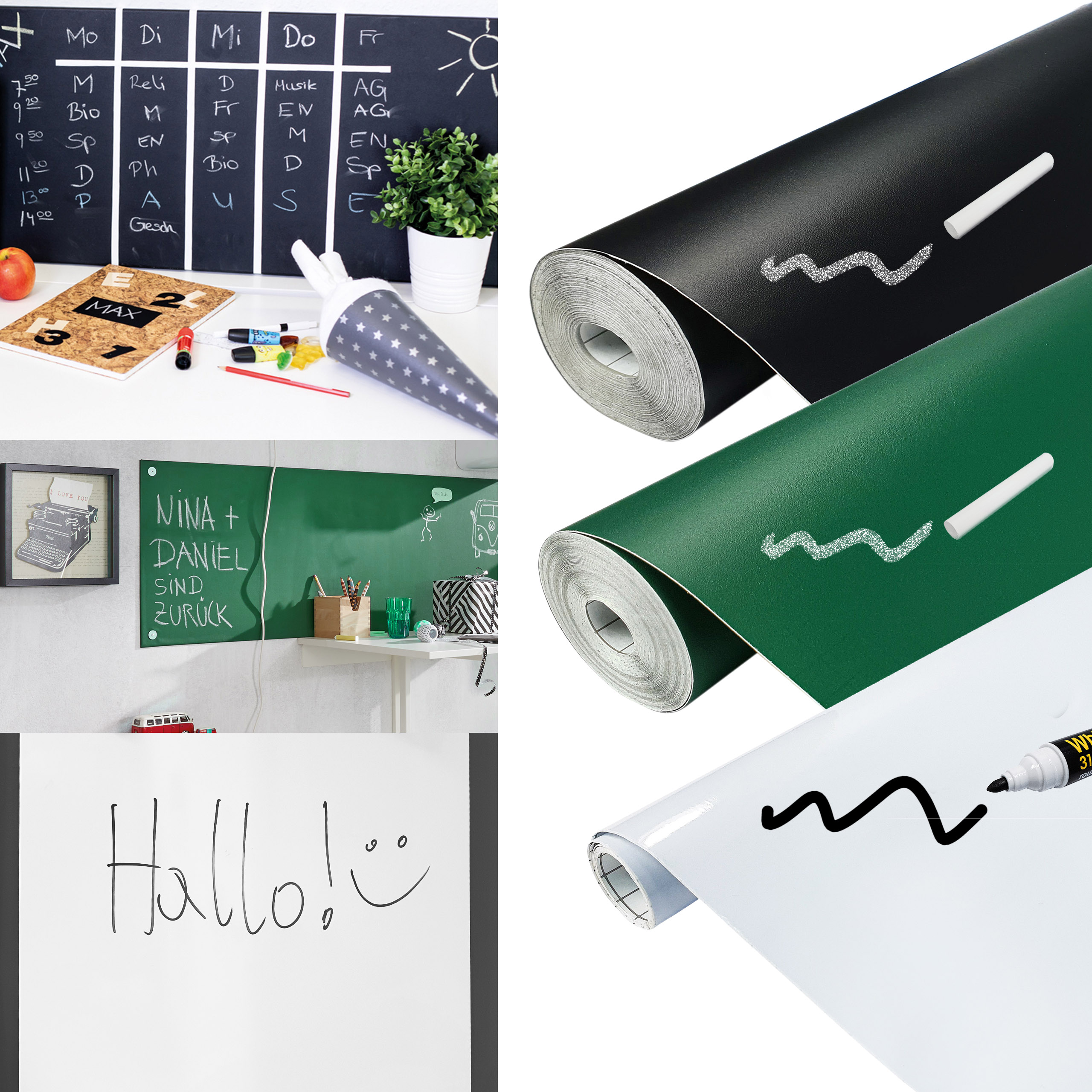 Abnehmbare Whiteboardfolie Selbstklebende Tafelfolie Wand Sticker 45//60cm